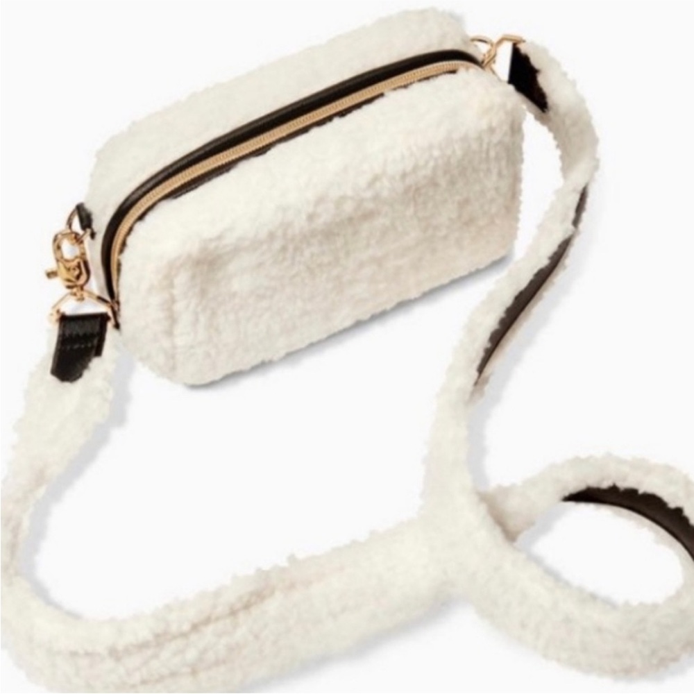 New Stella & Dot white shearling crossbody